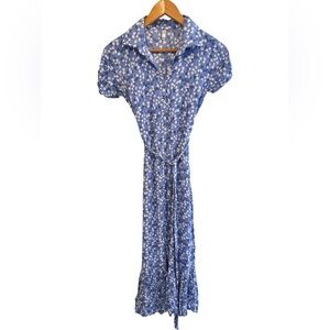 DASTI Blue Ditsy Floral Midi Dress - Size S - Pastel Spring Collection